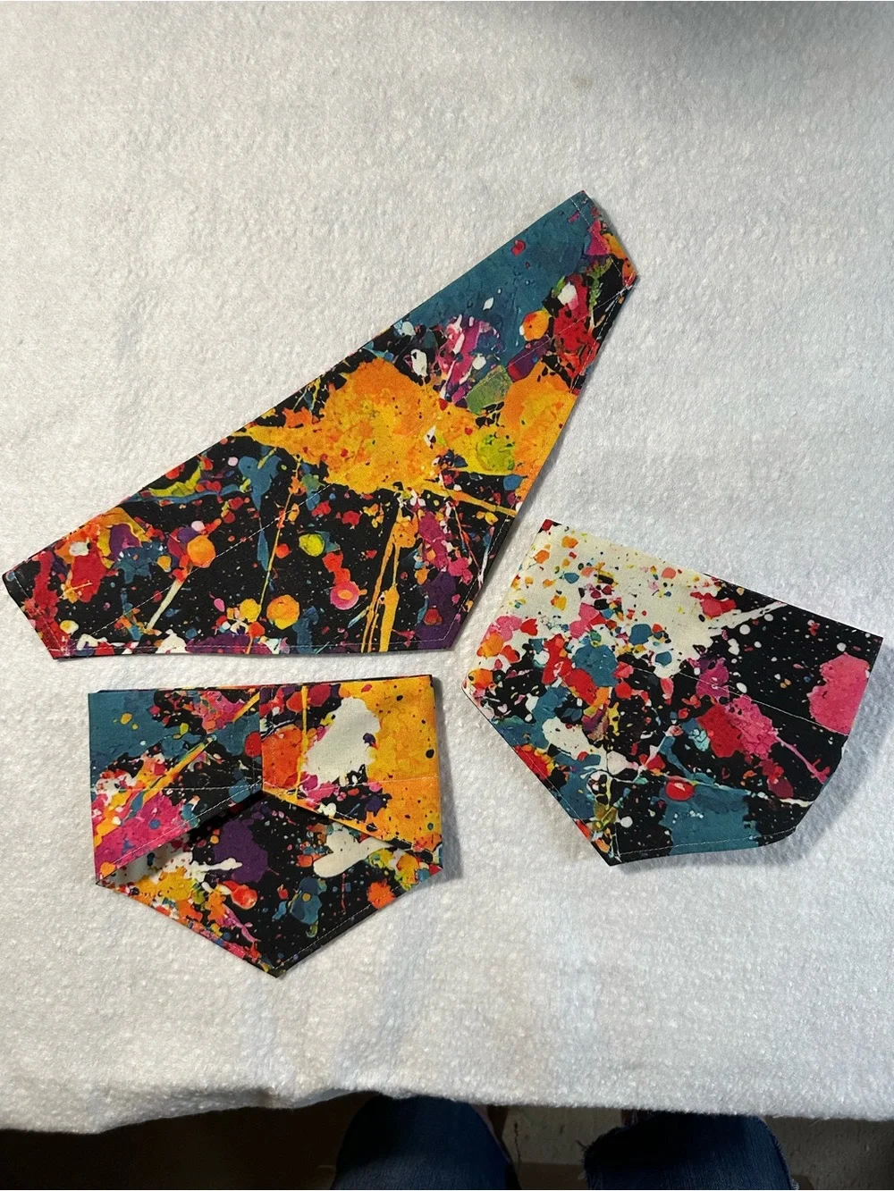 Handmade Paint Splash Critter Cape Bandana for Dogs - Black/Multi